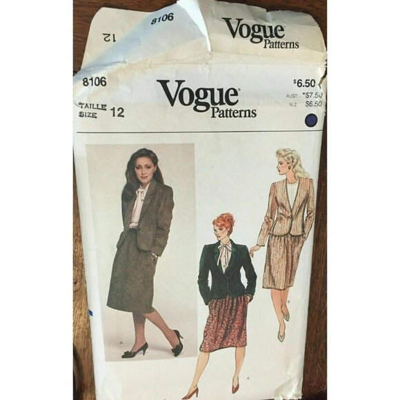 Sewing Pattern Vogue 8106 Misses Jacket & Skirt Size 12 (Bust 34) Vintage Uncut - Picture 7 of 7